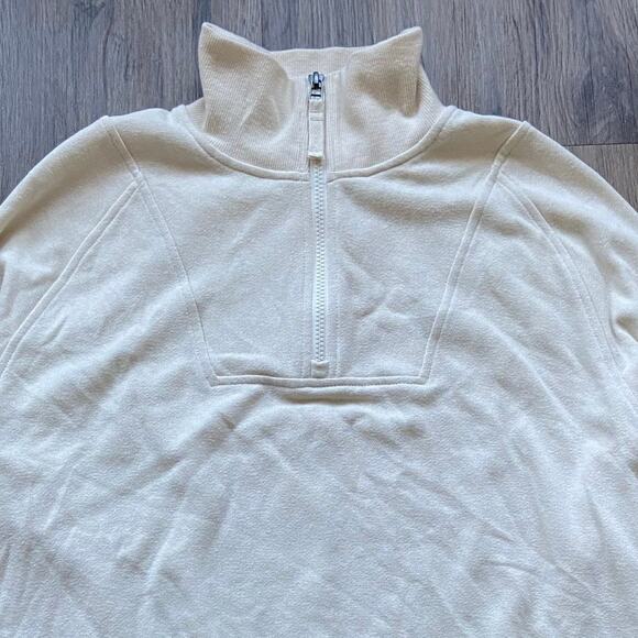 Prana Cozy Up Pullover Women's M Canvas Heather 1/4 Zip Sweater Tencel Hemp - Picture 4 of 10